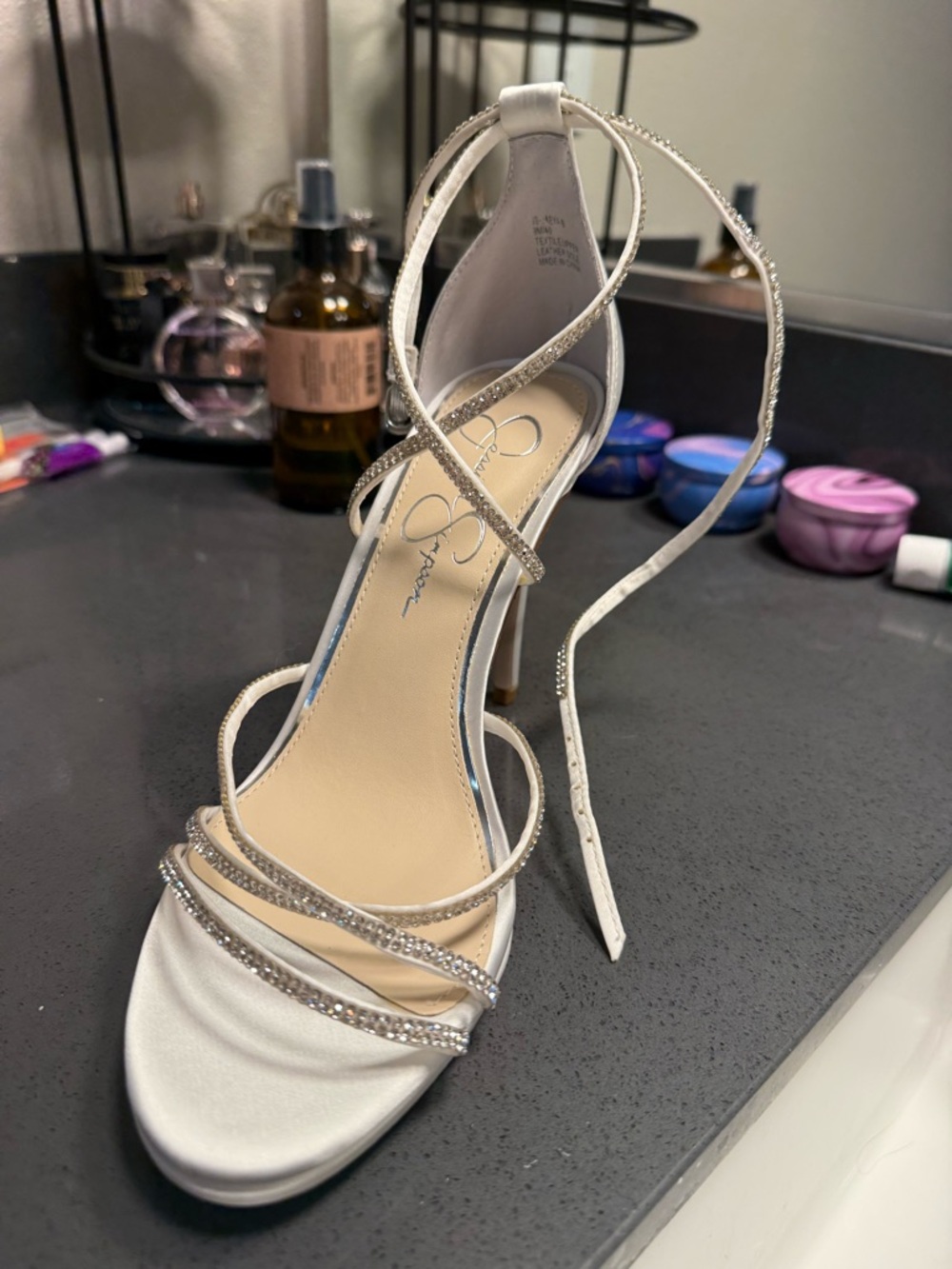 Jessica Simpson White Satin High Heel wedding heels
